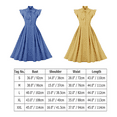 thumbnail image 6 of IBTOM CASTLE Women Vintage V Neck Ruffle Swing Dress 50s 60s Button up Rockabilly Prom Cocktail Party Midi Evening Dress S Blue, 6 of 6
