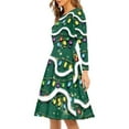 thumbnail image 2 of FKELYI Christmas Tree Lights Women Dresses Stretchy Crew Neck Swing Party Dress Soft Formal Christmas Dresses for Women Size 4XL Green, 2 of 4