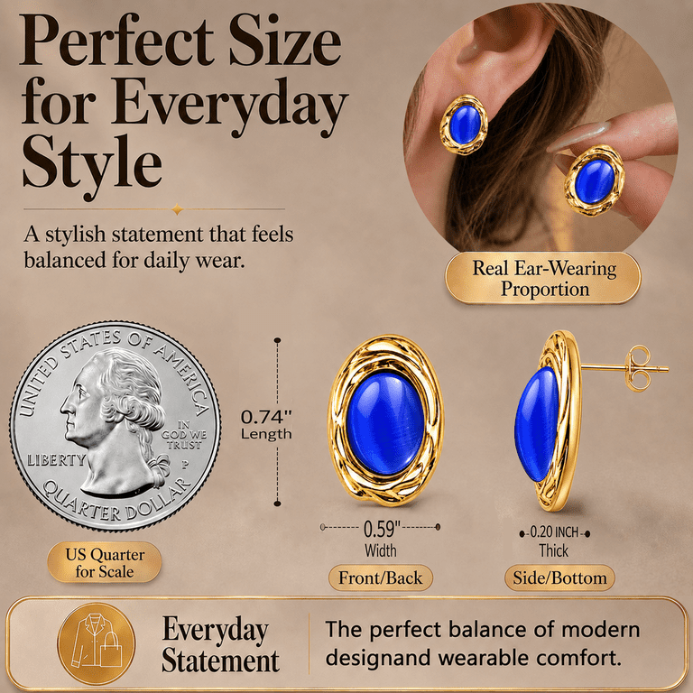 Eclipton Gold Plated Oval Pearl Stud Earrings photo 6