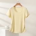 thumbnail image 2 of hlysgo Womens Comfy Lightweight Shirt Running Workout Swim Basic Short Sleeve Crewneck Sun T-Shirt Yellow,2xL, 2 of 5