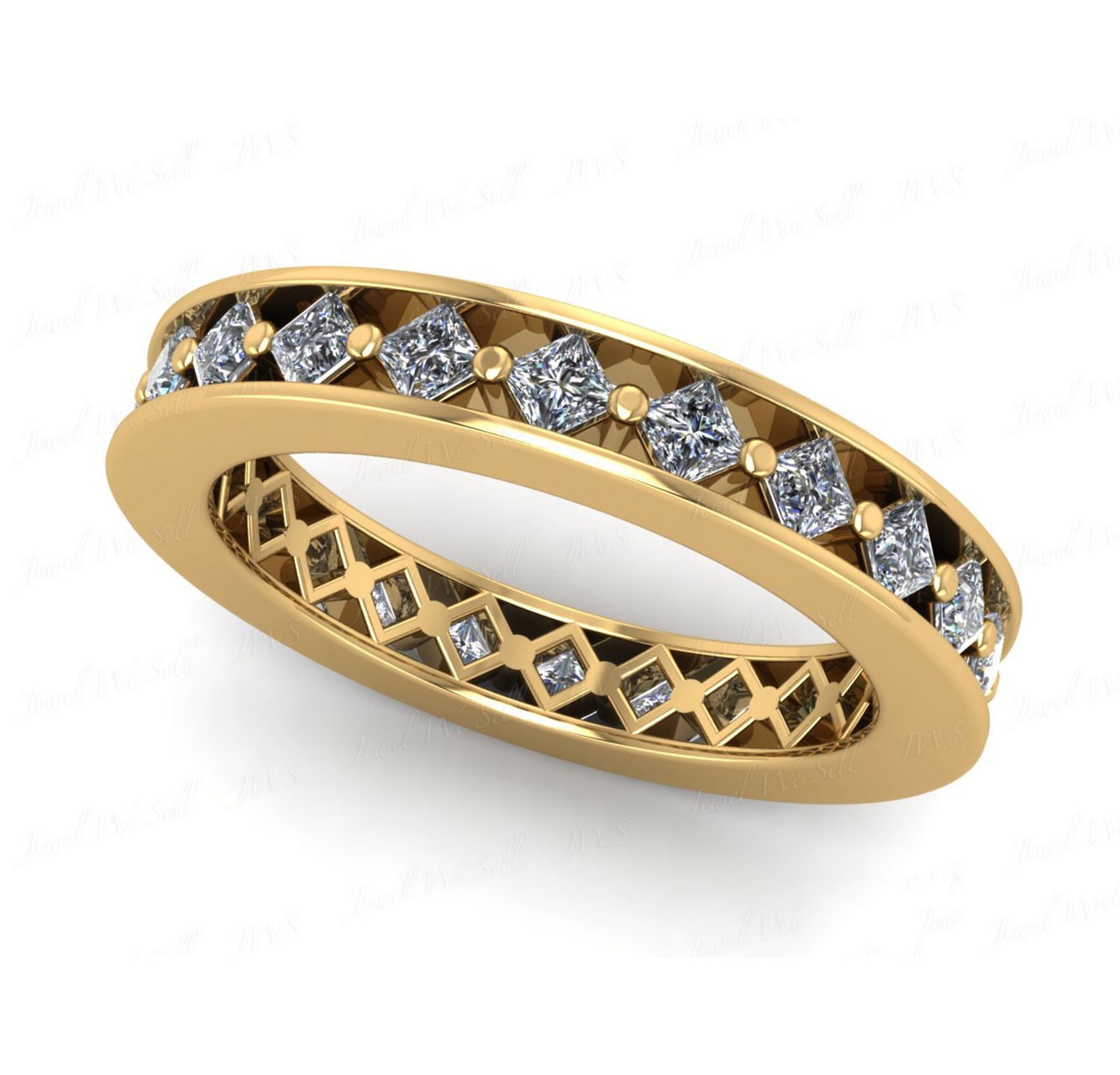 14K Yellow Gold Over 1.50Ct Blue Sapphire Cut Diamond Eternity Band Wedding Ring