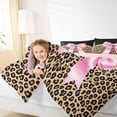 thumbnail image 4 of Manfei Pink Ribbon Bow 7-Piece Twin Bedding,Fashion Cheetah Pattern Bedding Comforter Set,Pink Reversible, 4 of 7