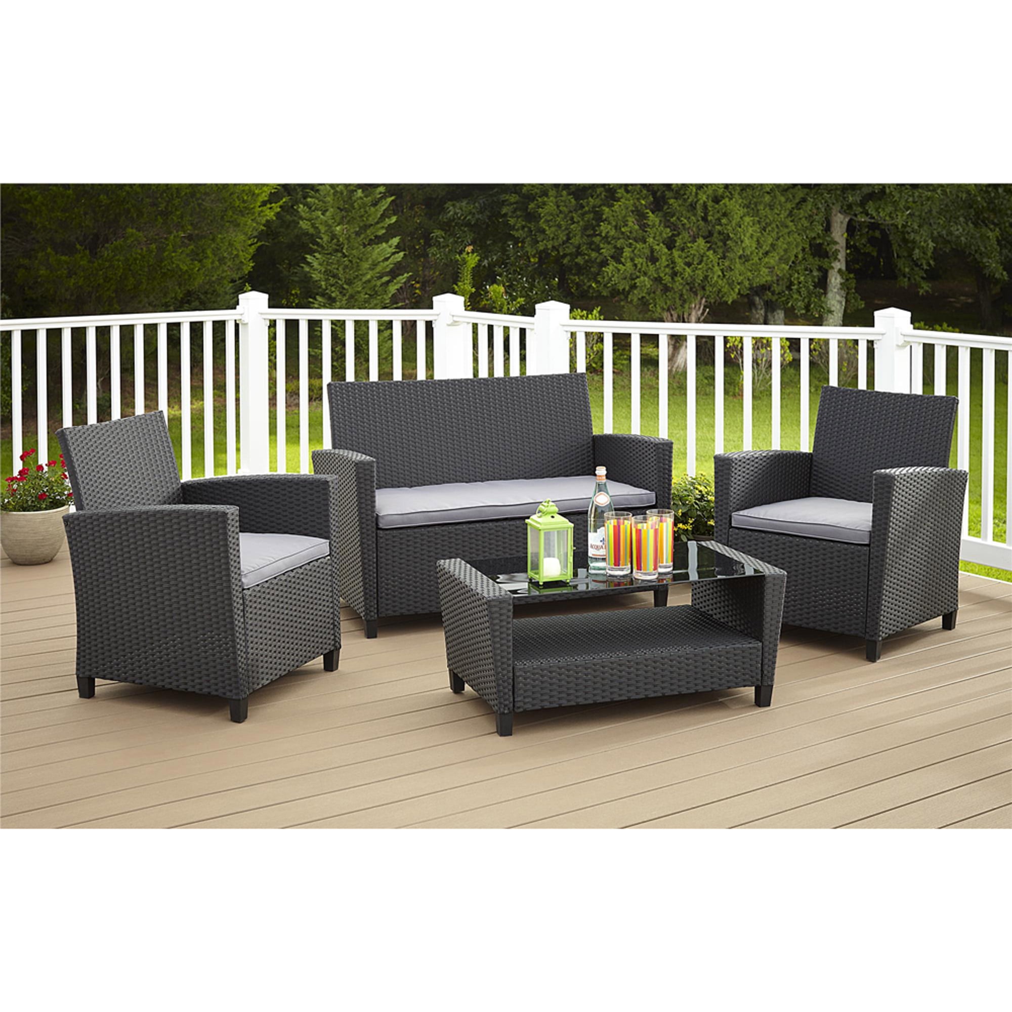 Mainstays Alexandra Square 4 Piece Patio Conversation Set Grey throughout Patio Conversation Sets Under 500