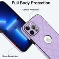thumbnail image 6 of Compatible WIth iPhone 13 Pro Phone Case with Logo Window,Trendy Diamond-checkered Pattern PU Leather Soft TPU Ultra Slim Anti-fall Shockproof Protective Back Cover Phone Case,Violet, 6 of 7