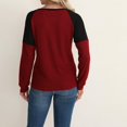 thumbnail image 2 of Two Tone Waffle Knit Crewneck Sweater Burgundy Small, 2 of 4