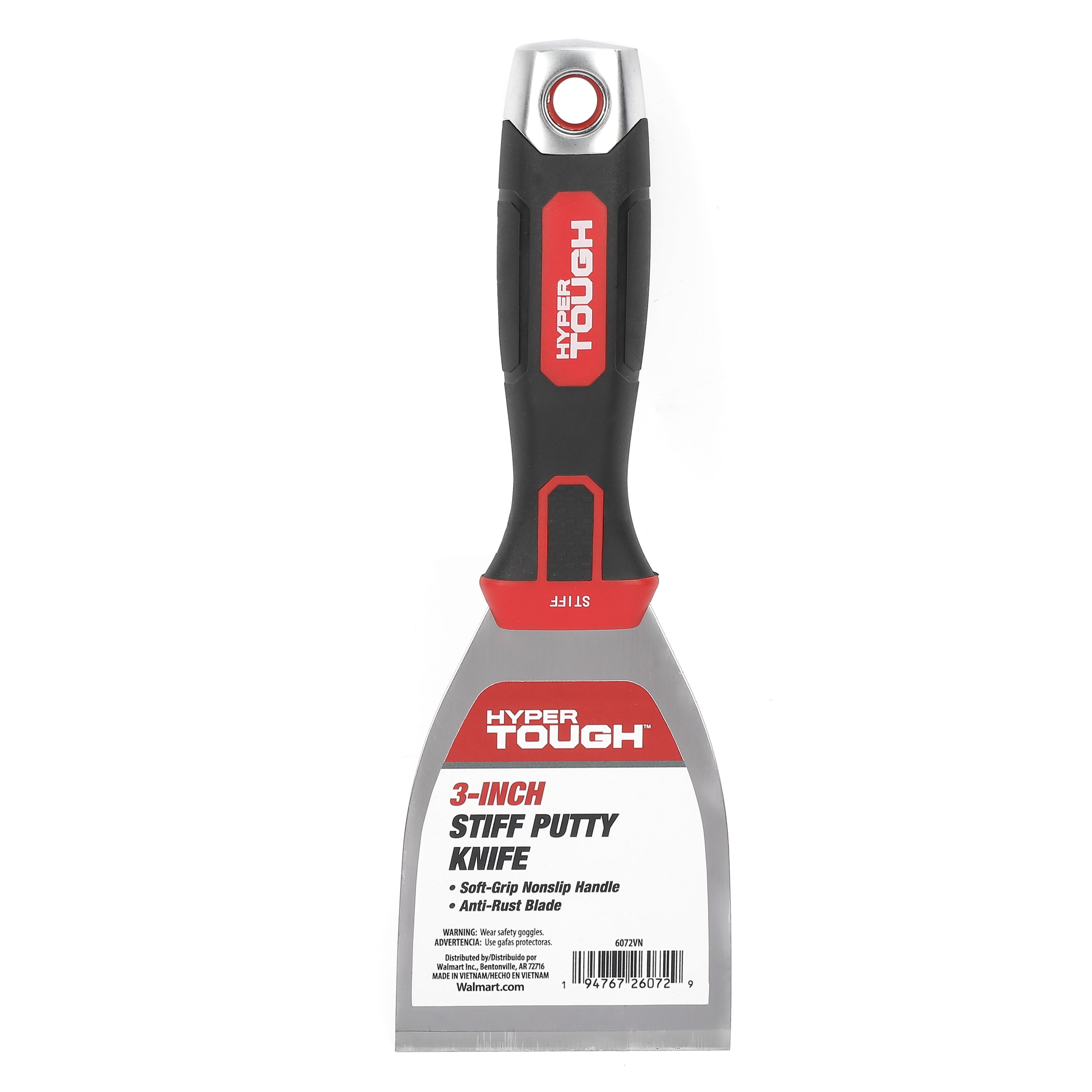 Hyper Tough Soft Grip Stiff Steel Putty Knife, 3 in