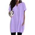 thumbnail image 2 of QASIEATN Women's Casual V Neck Short Sleeve Dress Loose Fit T Shirt Dress with Pockets Shirts for Women, 2 of 9