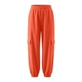 thumbnail image 5 of Amidoa Boys Cotton Linen Cargo Pants- Casual Elastic waist Lightweight Relaxed Fit Summer Joggers Orange Size 12, 5 of 6