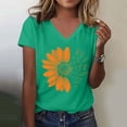 thumbnail image 2 of Sunflower Graphic Plus Size Women's T-Shirt Summer Oversized Casual V-Neck Top for Girls, Yoga Outdoor Travel, Lightweight Breathable Tee, Green Women Summer T Shirt Plus Size Loose Top Top Girls, 2 of 4