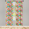 thumbnail image 3 of Ambesonne Floral Curtains, Sixties Inspiration, Pair of 28"x84", Multicolor, 3 of 5