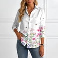 thumbnail image 4 of felwors Button Down Shirt for Women 3/4 Sleeve Blouses Floral Printed Tops Business Casual Work Outfits (White, L), 4 of 8