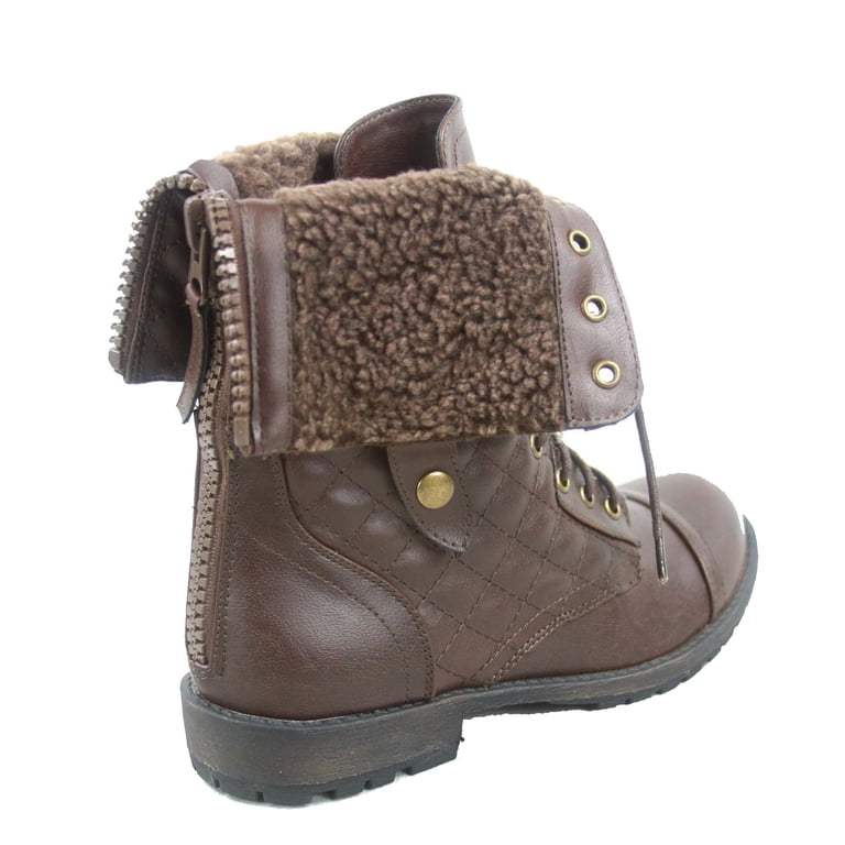 Galaxy-02 Women's Fashion Combat Mid-Calf Foldable Quilted Back