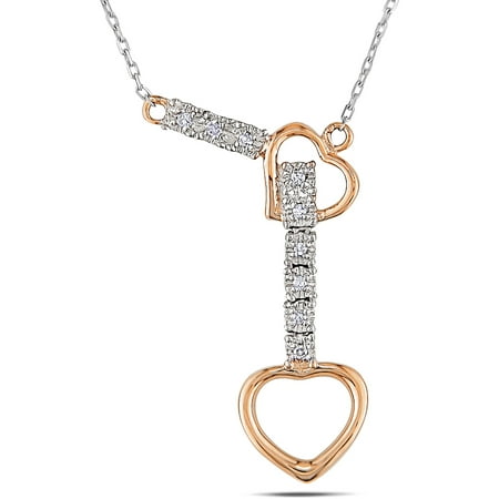 Miabella Diamond-Accent 14kt Two-Tone Gold Loop-Heart Necklace, 18