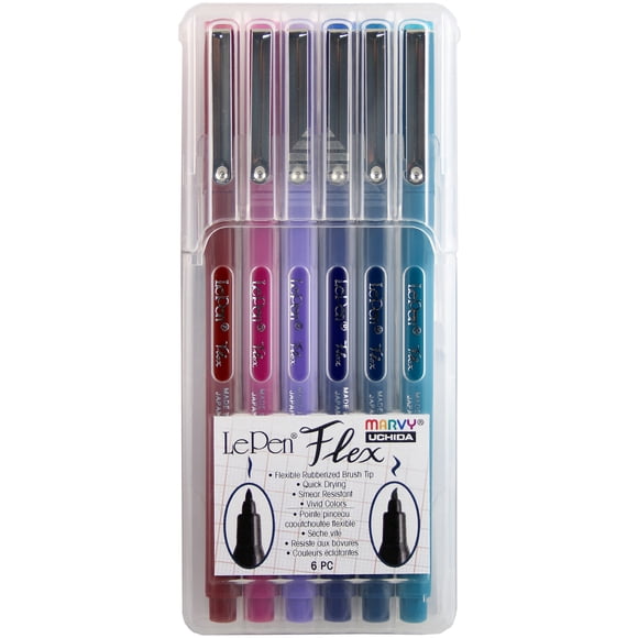 Uchida le Pen Flex Ensemble, Pointe Pinceau, Couleurs d'Encre Assorties, Lot de 6