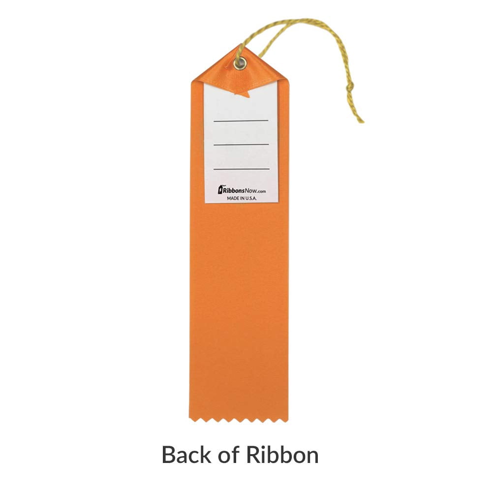 RibbonsNow Amazing Award Ribbons - 100 Orange Ribbons with Card & String