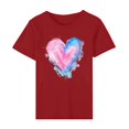 thumbnail image 6 of Fartey Plus Size Valentine's Day Shirt for Women Funny Love Heart Print Short Sleeve Crewneck Tees Loose Fit Casual Holiday Tshirt Fashion Party Tops Red 3XL, 6 of 6
