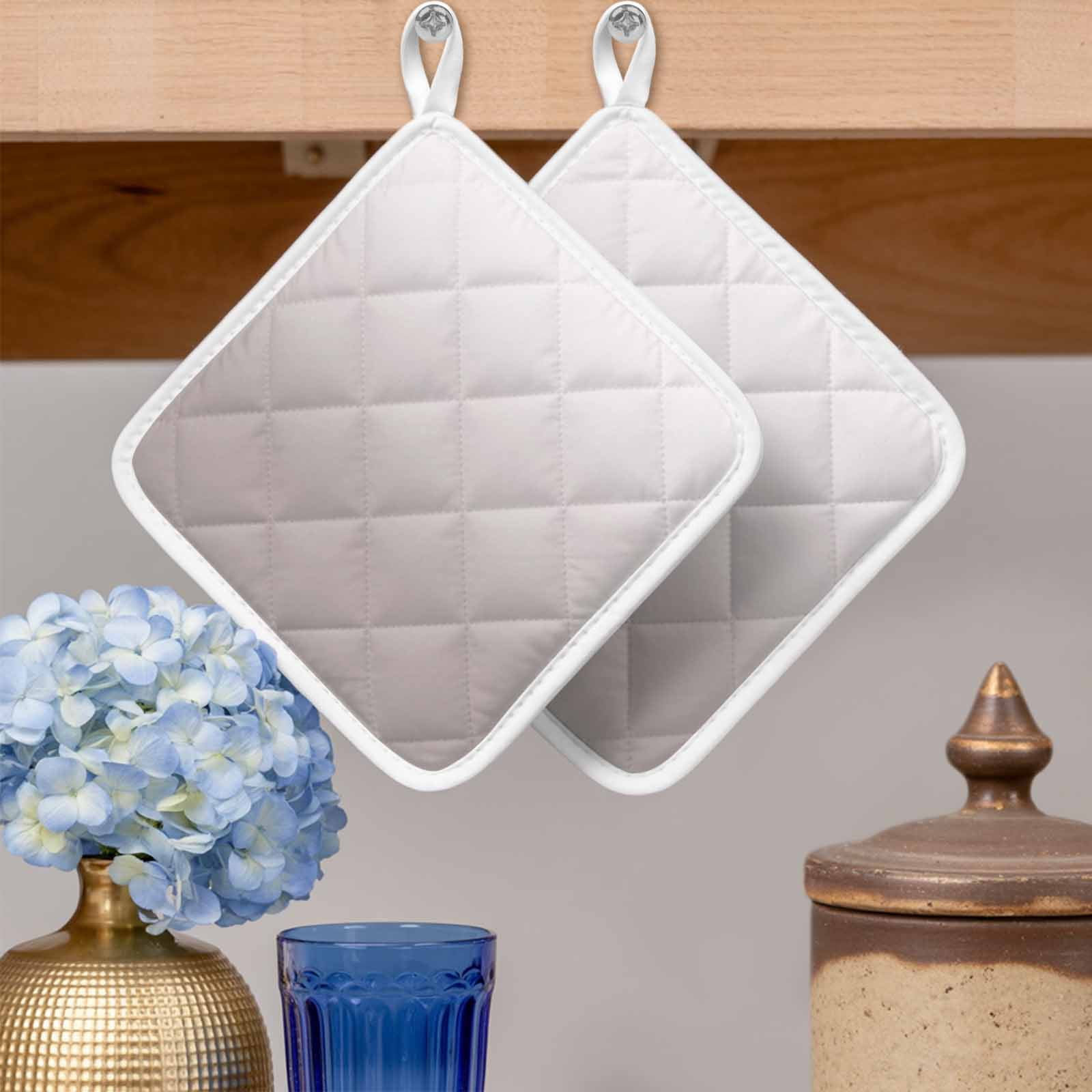 Beige Ombre Pot Holders for Kitchen Heatproof Potholder, 3 Pack White Gradient Modern Abstract Art Hot Pads Multipurpose Oven Pads Cloth Potholders Trivet for Cooking Baking