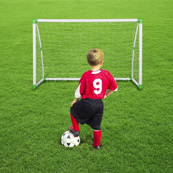 Portable Soccer Goal Training Set White and Green 6' x 4' PVC Frame