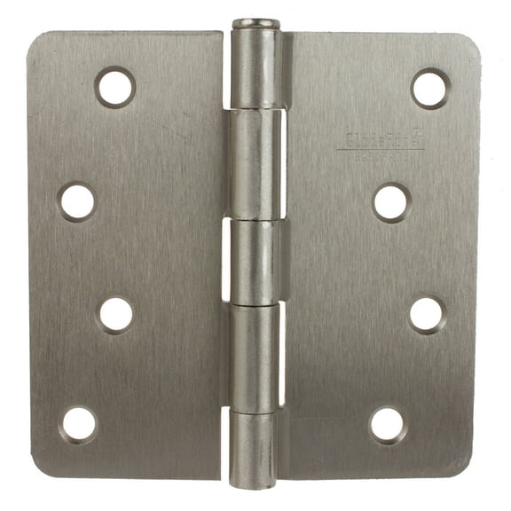 GlideRite 4 in. Steel Door Hinges with 1/4 in. Corner Radius, Satin Nickel finish, Pack of 12
