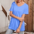 thumbnail image 6 of Xihbxyly Plus Size Blouses for Women, Womens Oversized Cold Shoulder Blouse Short Sleeve V Neck Tops Casual Summer Shirt Tops Soft Loose Tops, 6 of 7