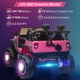 thumbnail image 3 of 24V 2-Seater Kids Electric Ride-On Truck – 4-Wheel Battery-Powered Car with Remote Control, LED Lights, Music, USB, Spring Suspension, High/Low Speeds – Fun Adventure for Ages 3-8, 3 of 8