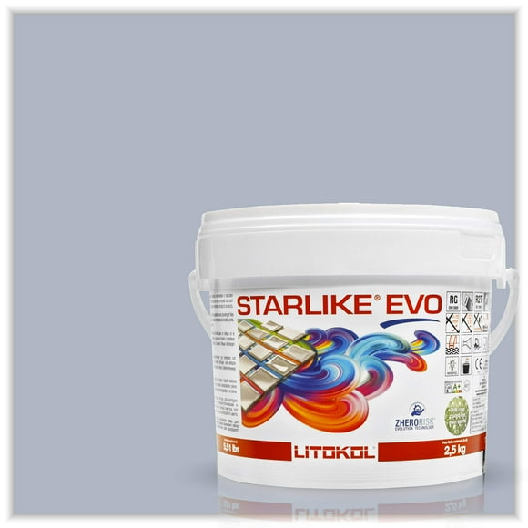 The Tile Doctor Starlike EVO - Litokol Glamour Epoxy Grout for Tile, Pools, Spas, Kitchens, Bathrooms - Floor or Wall Tile -Interior or Exterior Use - 310 Azzurro Polvere