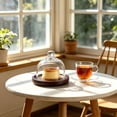 thumbnail image 5 of Glass Cloche with Wooden Base, Mini Cake Stand with Dome Cover, Clear Glass Display Dome for Desserts, Cookies, Cheese, and Home Decor, Small Serving Platter, 5 of 8