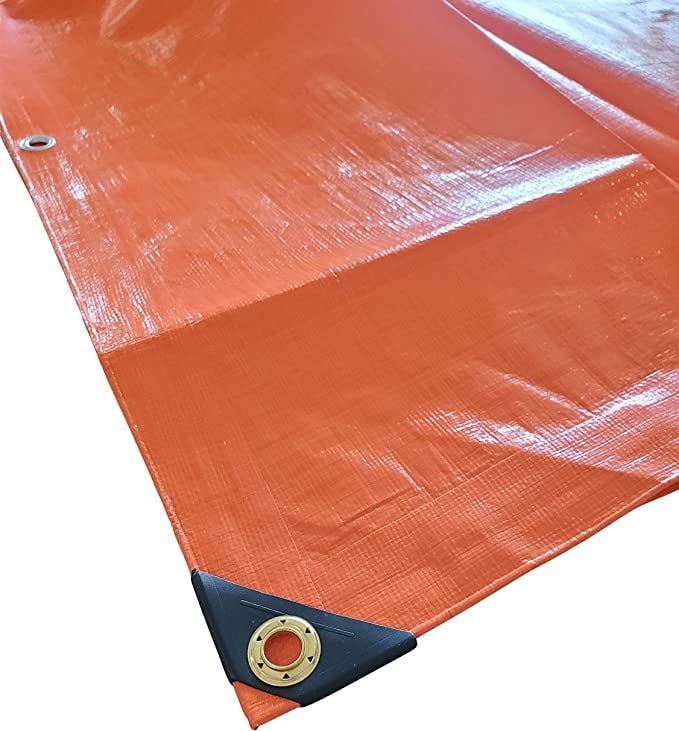 Orange Heavy Duty Job Site Safety Tarp Fiber Reinforced (12 Mil Poly