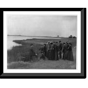 Historic Framed Print, [Hampton Institute, Hampton, Va., ca. 1898 - field trip to marsh - studying soil formation by quiet water and plants], 17-7/8" x 21-7/8"