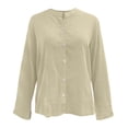 thumbnail image 3 of Pounoo Women's Blouses Stand Collar Long Sleeve Half Button Henley Tops Casual Lightweight Loose Fit Shirts Gift, 3 of 9