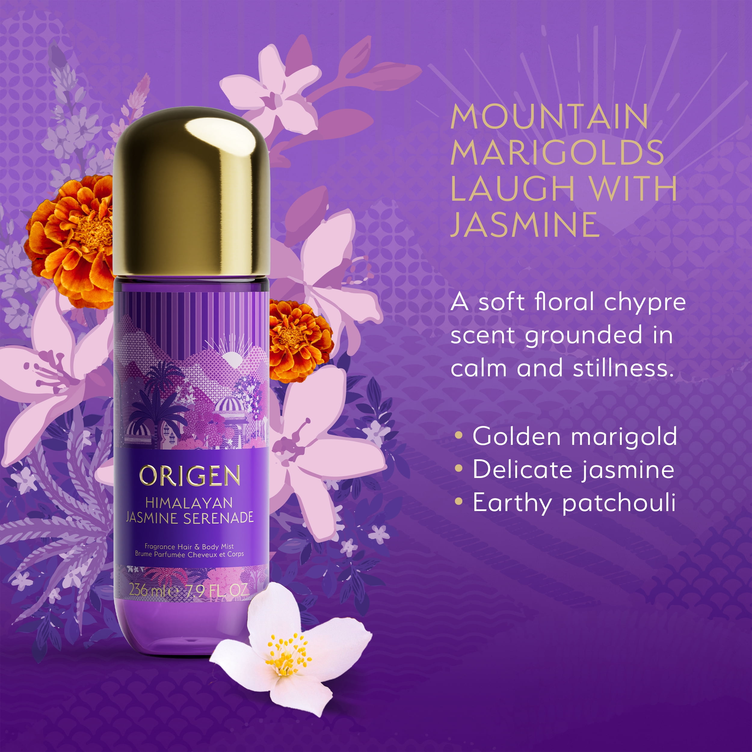 Origen Himalayan Jasmine Serenade Hair and Body Mist, a Soft and Sensual White Floral Fragrance for Women, 7.9 oz