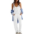 thumbnail image 2 of FADAACAI Overalls for Women Denim,Women Loose Fit Classic Bib Casual Jean Stretchy Denim Overall Jumpsuit Tapered Leg Jean Pants,Jean Overalls for Women,Jumpsuits for Women Casual White M Clearance！, 2 of 5