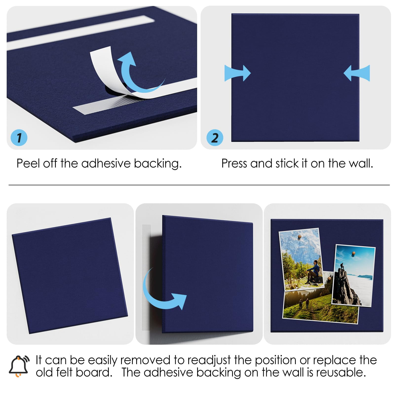 MaxGear Large Cork Board for Wall 48" x 36", 12 Pack Felt Wall Tiles with Pushpins, Dark Blue Bulletin Board, Pin Board Tack Board for Office, Home, Decoration