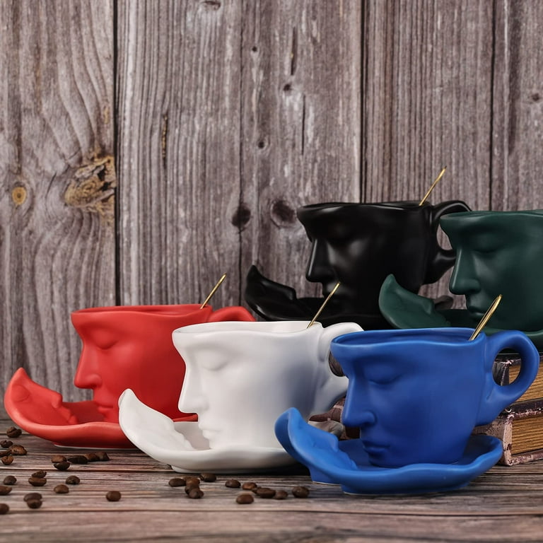 Thinker Tea Cup with Saucer Set for 1 Minimalist Handmade Love