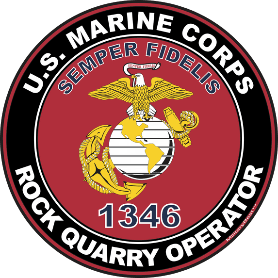 U.S.M.C. MOS 1346 Rock Quarry Operator Decal 5.5" - Red