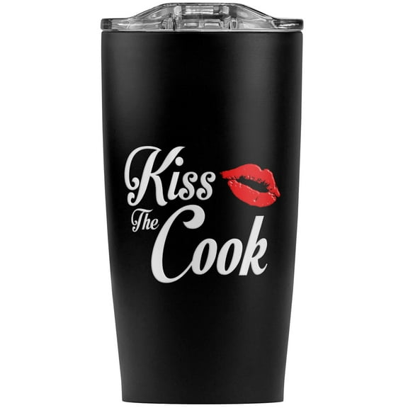 Kiss The Cook Stainless Steel 20 oz Travel Tumbler, Vacuum Insulated & Double Wall with Leakproof Sliding Lid | Great for Coffee/Hot Drinks and Cold Beverages