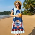 thumbnail image 4 of Fotbe Robe Mignonne Gnomes Motif USA Décontractée Mode Femme Manches Courtes Robe Maxi Robe T-Shirt Rayée Longue à Blocs de Couleur, 4 of 6