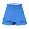 thumbnail image 6 of Charmgo Womens Shorts Casual Shorts for Women 2025 Summer High Waisted Ruffle Shorts Flowy Pleated Hem Casual Shorts Butterfly Shorts Women Summer Shorts for Women Blue3 XL, 6 of 7