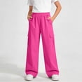 thumbnail image 2 of NAISIBABY Girls Cargo Pants, Elastic Waist Straight Leg Lightweight Kids Casual Trendy Hiking Outdoor Pants Hot Pink Size 10, 2 of 5