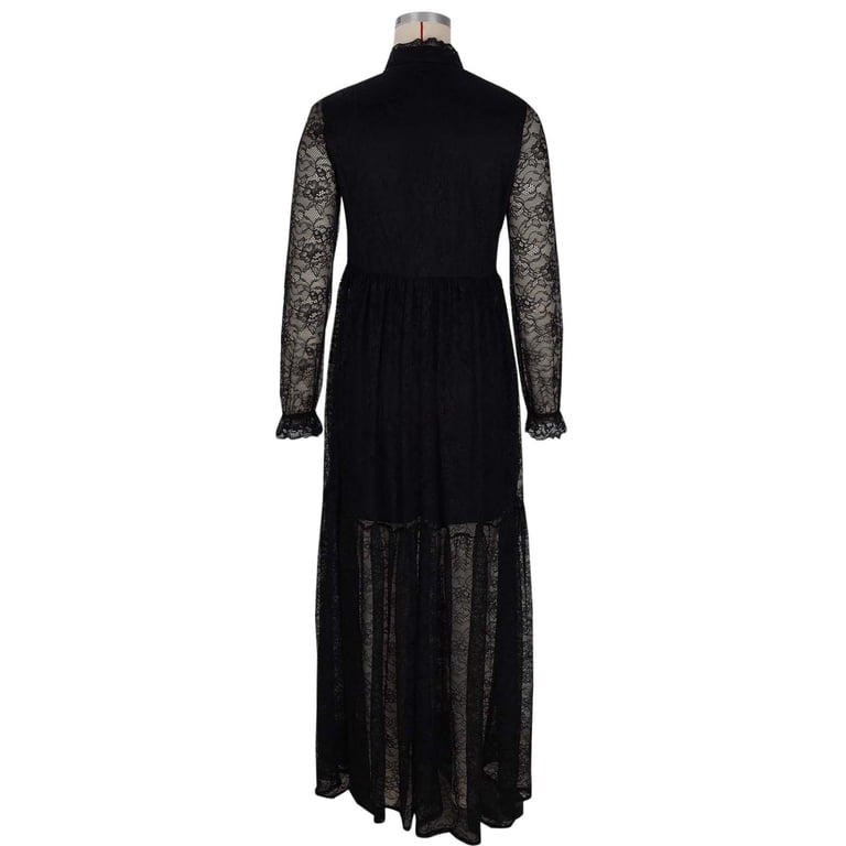 chinese dress ladies Black Lace Maxi Dress – SKAIRA