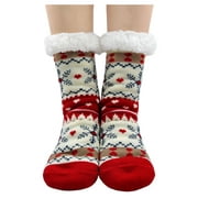 Women Winter Slipper Socks Cute Animal Cozy Warm Fuzzy Sherpa Socks with Gripper Christmas Socks