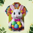 thumbnail image 3 of Men's Easter Button Down Shirt Short Sleeve Button Up Funny Easter Eggs Bunny Print Tops Spring Tees, 3 of 3
