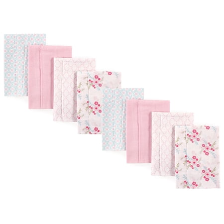 Luvable Friends Cotton Poly Flannel Burp Cloths Multipack Floral 8-Pack One Size