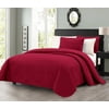Bedspread Coverlet 3 Pcs Set Oversized 118 x 106 King Size Red Color By Legacy Decor