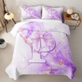 thumbnail image 2 of Manfei Cartoon Initial P Bed Spread Queen,Marble Pattern Queen Coverlet Set,Purple,3pcs, 2 of 7