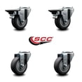thumbnail image 2 of 3.5 Inch Thermo Rubber Wheel Swivel Bolt Hole Caster Set with 2 Posi Lock Brakes, 2 of 2