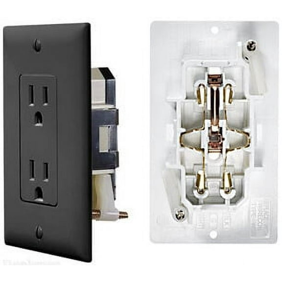 Rv Designer S817 Ac Self Contained Dual Outlet With Black Cover Plate