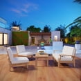 thumbnail image 1 of Modway Marina Modern Wood 5-Piece Patio Teak Sofa Set in Natural/White, 1 of 6