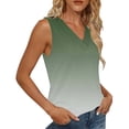 thumbnail image 4 of Mujeres sin mangas Tops de verano gradiente color fuera de posición impresión V-cuello blusa casual Mujeres V-cuello de verano Tops, 4 of 6
