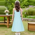 thumbnail image 6 of Boho Dresses for Girl 2025 Vacation on Clearance Girls Summer Eyelets Maxi Dress Spaghetti Strap Loose Crewneck Sleeveless Casual A-Line Cute Dresses New Light Blue 5 Years, 6 of 9